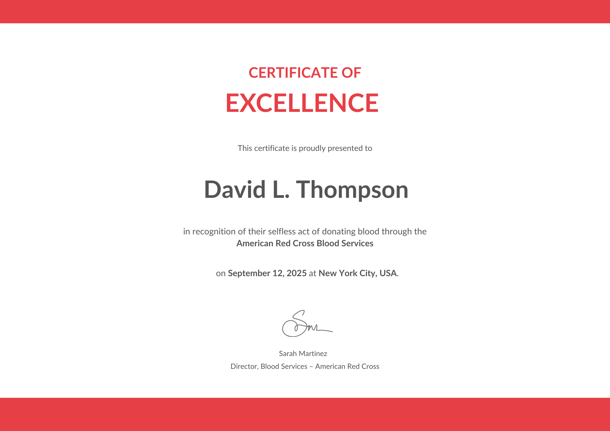 Prestigious Red Cross Certificate Print for Excellence